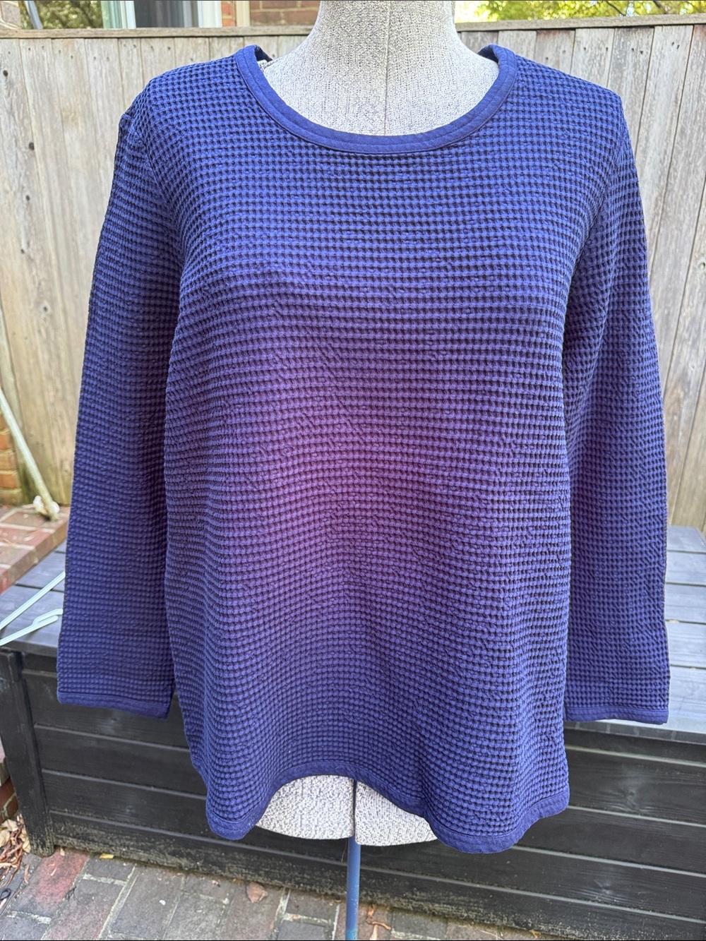 Focus Casual Life Navy Waffle-Knit Long Sleeve Top